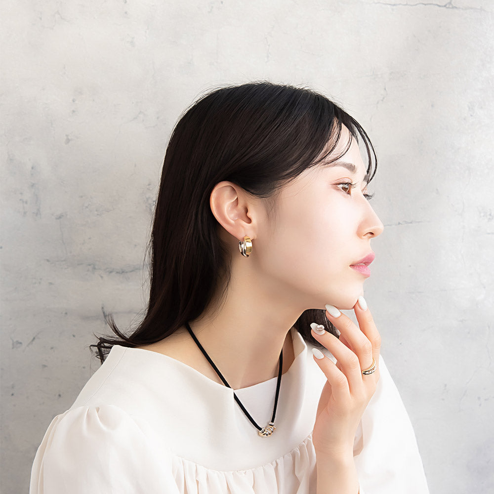 ピアス Combination Metal ニッケルフリー メタル 平 プレート クロス ライン ステンレスポスト C型 フープピアス