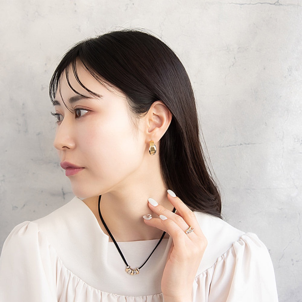 ピアス Combination Metal ニッケルフリー メタル 平 プレート クロス ライン ステンレスポスト C型 フープピアス