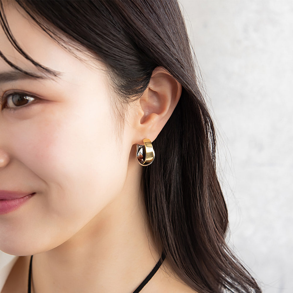 ピアス Combination Metal ニッケルフリー メタル 平 プレート クロス ライン ステンレスポスト C型 フープピアス