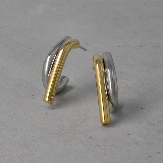 ピアス Combination Metal ニッケルフリー メタル J I ライン カーブ ステンレスポスト ドロップピアス