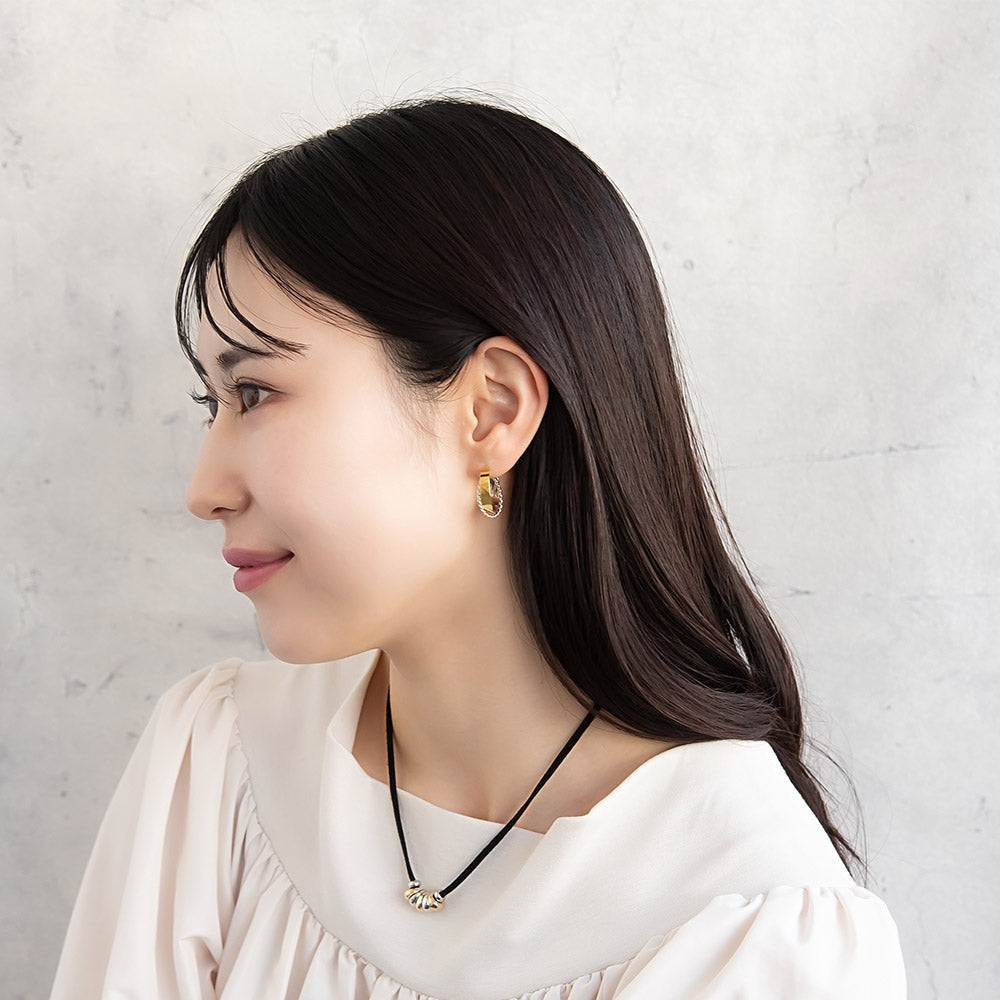 ピアス Combination Metal ニッケルフリー メタル 平 プレート ツイスト クロス ライン ステンレスポスト C型 フープピアス