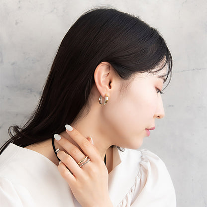 ピアス Combination Metal ニッケルフリー メタル 平 プレート ツイスト クロス ライン ステンレスポスト C型 フープピアス