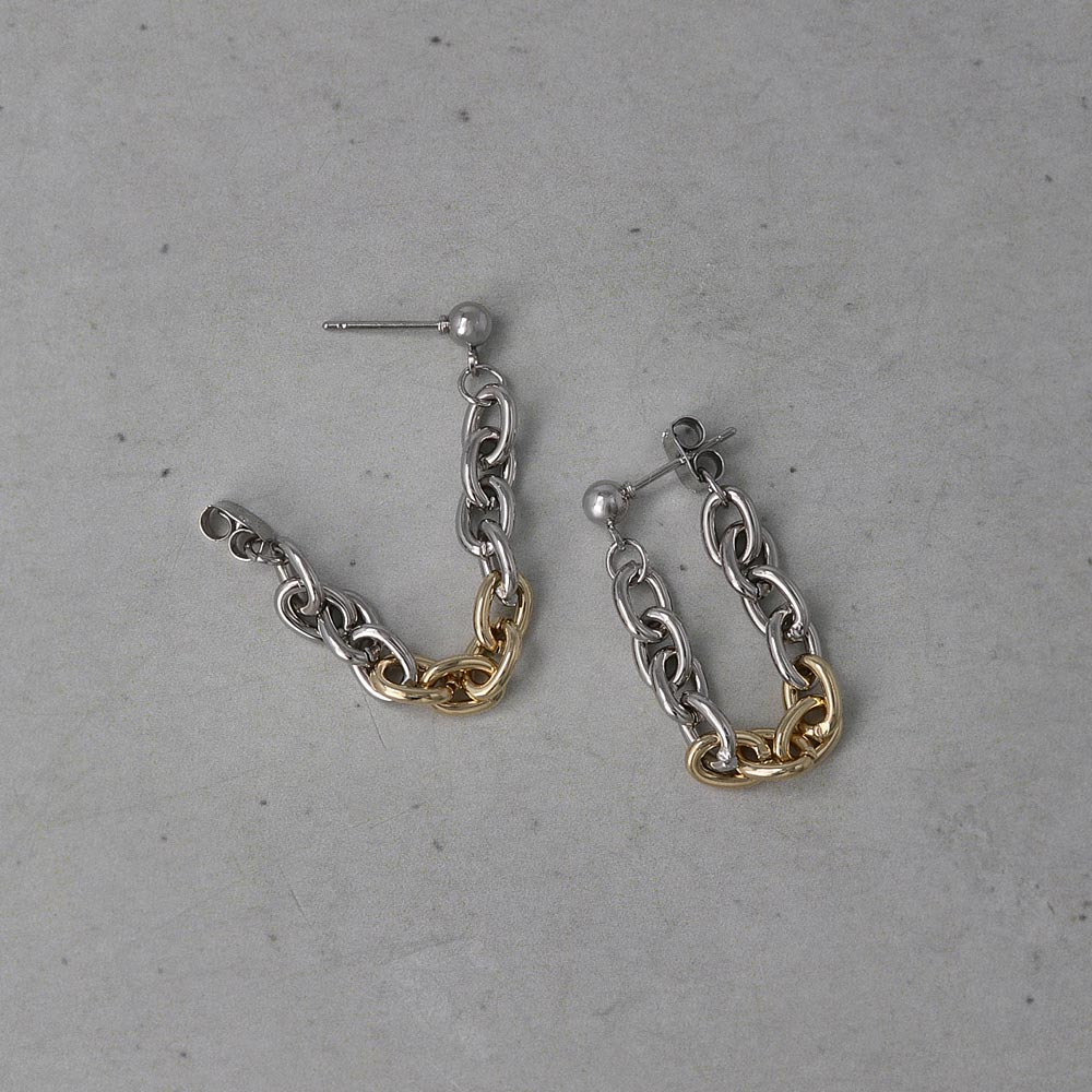 ピアス Combination Metal ニッケルフリー メタル アズキチェーン ループ ステンレスポスト バックキャッチ フープピアス