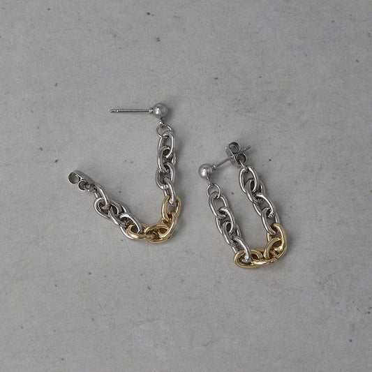 ピアス Combination Metal ニッケルフリー メタル アズキチェーン ループ ステンレスポスト バックキャッチ フープピアス