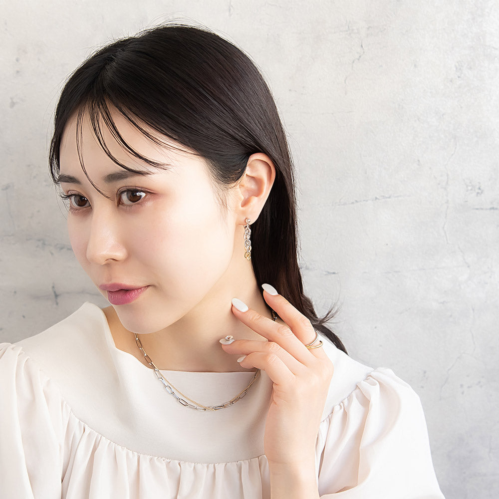 ピアス Combination Metal ニッケルフリー メタル アズキチェーン ループ ステンレスポスト バックキャッチ フープピアス