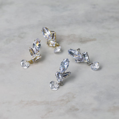 ピアス ニッケルフリー メタル キュービックジルコニア マルチ カット ストーン ステンレスポスト スタッドピアス