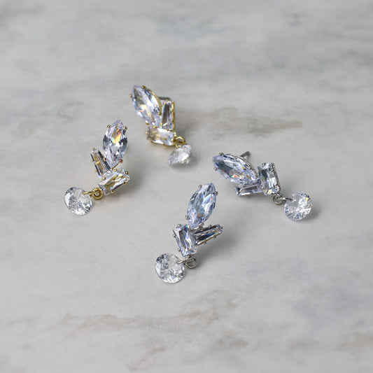 ピアス ニッケルフリー メタル キュービックジルコニア マルチ カット ストーン ステンレスポスト スタッドピアス