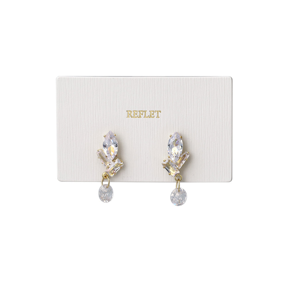 ピアス ニッケルフリー メタル キュービックジルコニア マルチ カット ストーン ステンレスポスト スタッドピアス