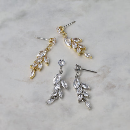 ピアス ニッケルフリー メタル キュービックジルコニア リーフ 雫 ステンレスポスト スタッドピアス