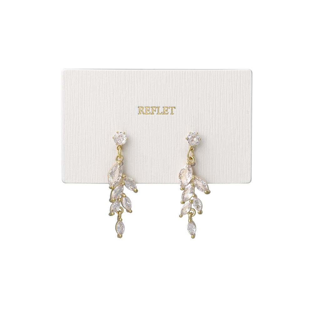 ピアス ニッケルフリー メタル キュービックジルコニア リーフ 雫 ステンレスポスト スタッドピアス