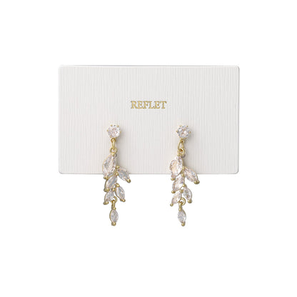 ピアス ニッケルフリー メタル キュービックジルコニア リーフ 雫 ステンレスポスト スタッドピアス