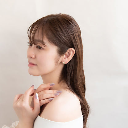 ピアス ニッケルフリー メタル ハート 三日月 クレセントムーン キュービックジルコニア 合成キャッツアイ チタンポスト スタッドピアス
