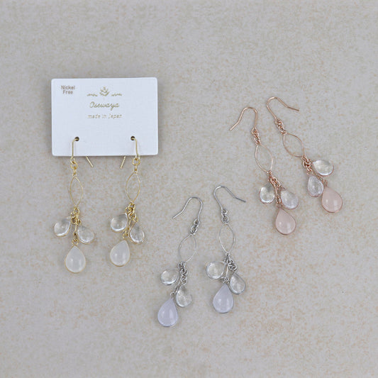 ピアス ニッケルフリー メタル ワイヤー オーバル トリプル ドロップ クリア カラー サージカルステンレスポスト フックピアス