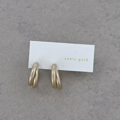 ピアス sable gold ダブル クロス ライン ステンレスポスト C型 スタッドピアス