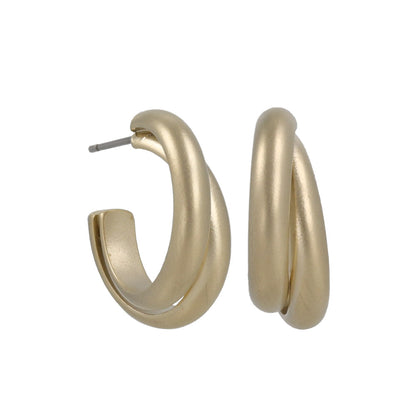 ピアス sable gold ダブル クロス ライン ステンレスポスト C型 スタッドピアス