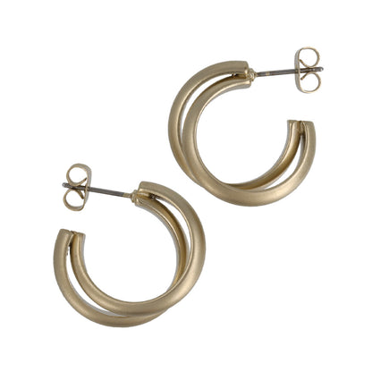 ピアス sable gold ダブル クロス ライン ステンレスポスト C型 スタッドピアス