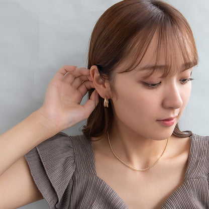 ピアス sable gold ダブル クロス ライン ステンレスポスト C型 スタッドピアス