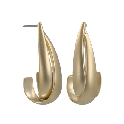 ピアス ニッケルフリー sable gold ダブル クロス ライン ドロップ ステンレスポスト J型 スタッドピアス