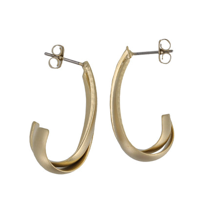 ピアス ニッケルフリー sable gold ダブル クロス ライン ドロップ ステンレスポスト J型 スタッドピアス