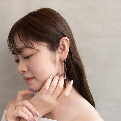 ピアス Combination Metal  ニッケルフリー メタル ハーフ ウェーブ ライン キヘイチェーン オーバル チタンポスト スタッドピアス