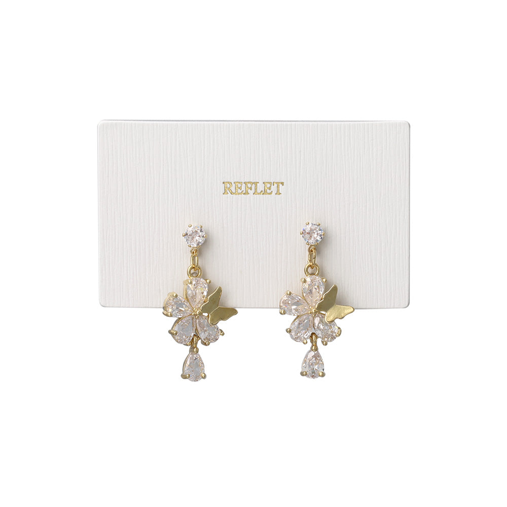 ピアス ニッケルフリー ビジュー フラワー バラフライ ステンレスポスト スタッドピアス