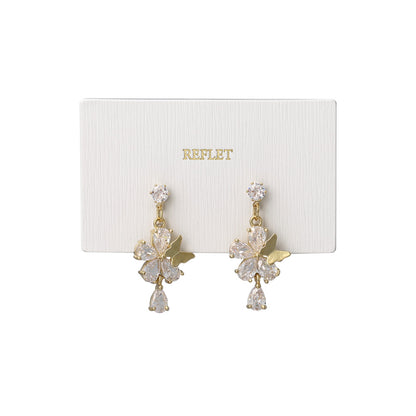 ピアス ニッケルフリー ビジュー フラワー バラフライ ステンレスポスト スタッドピアス