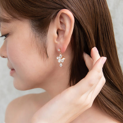 ピアス ニッケルフリー ビジュー フラワー バラフライ ステンレスポスト スタッドピアス