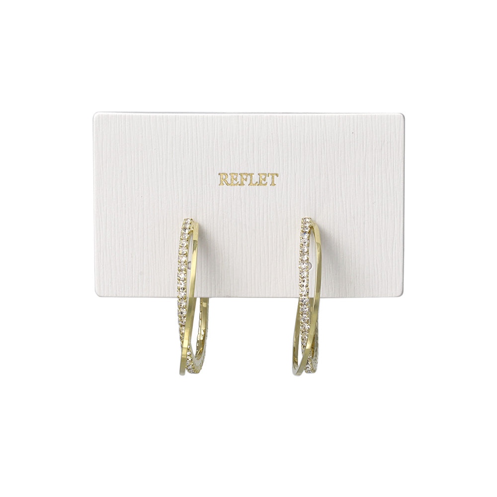 ピアス ニッケルフリー メタル ミニ ストーン スリム クロス ライン フープピアス