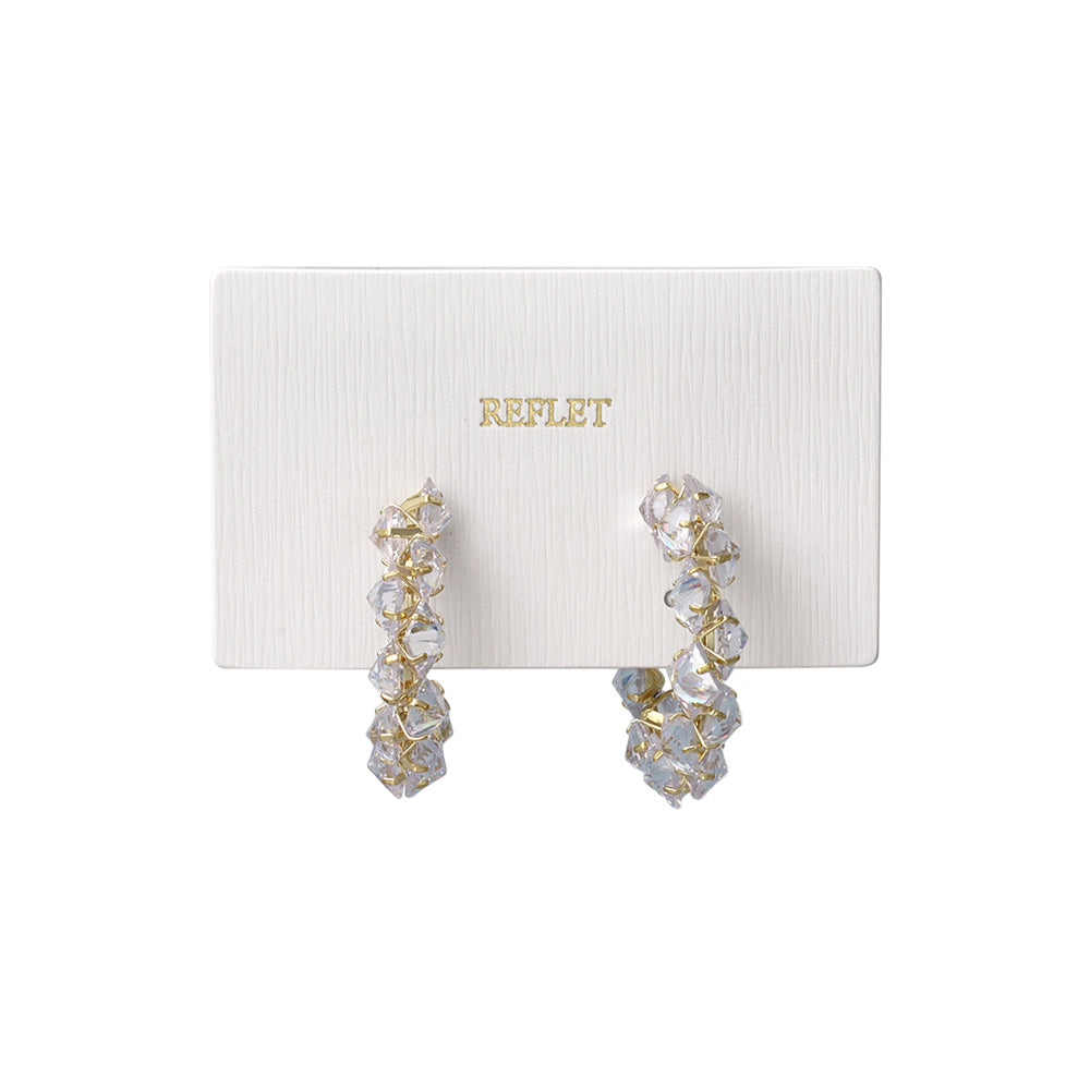 ピアス ニッケルフリー メタル キュービックジルコニア スクエア カット メニー フープピアス