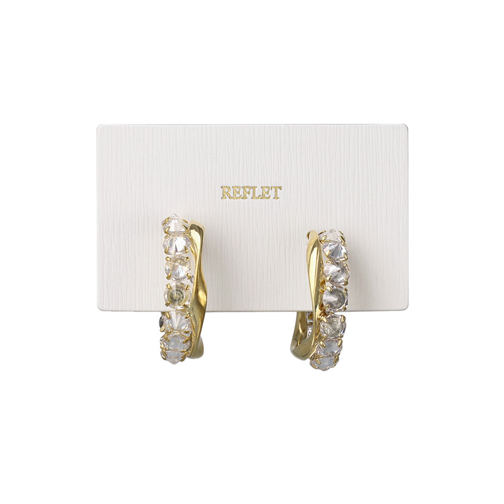 ピアス メタル キュービックジルコニア ツイスト ライン C型 スタッドピアス