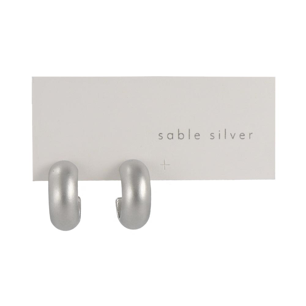 ピアス sable silver メタル カーブ ライン ラウンド C型 スタッドピアス