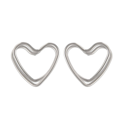 ピアス ニッケルフリー sable silver メタル ダブル ライン ハート スタッドピアス