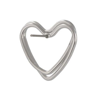 ピアス ニッケルフリー sable silver メタル ダブル ライン ハート スタッドピアス