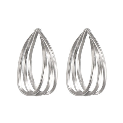 ピアス ニッケルフリー sable silver メタル トリプル レイヤード ドロップ クロス ライン スタッドピアス