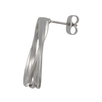 ピアス ニッケルフリー sable silver メタル トリプル レイヤード ドロップ クロス ライン スタッドピアス