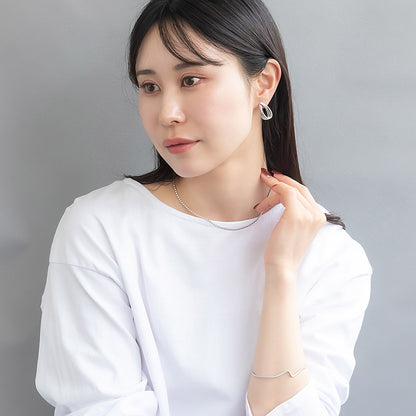 ピアス ニッケルフリー sable silver メタル トリプル レイヤード ドロップ クロス ライン スタッドピアス