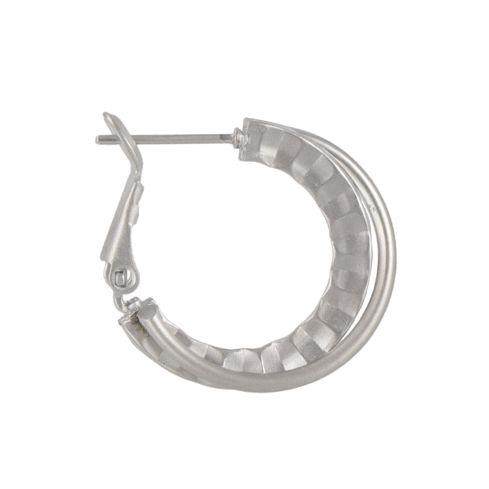 ピアス ニッケルフリー sable silver メタル ダブル クロス ライン サイド テクスチャー フープピアス