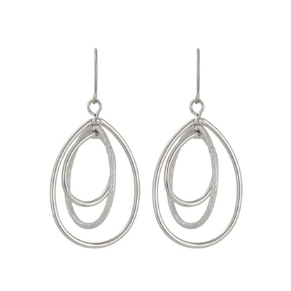 ピアス ニッケルフリー sable silver メタル トリプル ドロップ 梨地 フックピアス