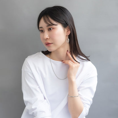 ピアス ニッケルフリー sable silver メタル トリプル ドロップ 梨地 フックピアス