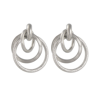 ピアス ニッケルフリー sable silver メタル レイヤード リング クロス テクスチャー スタッドピアス