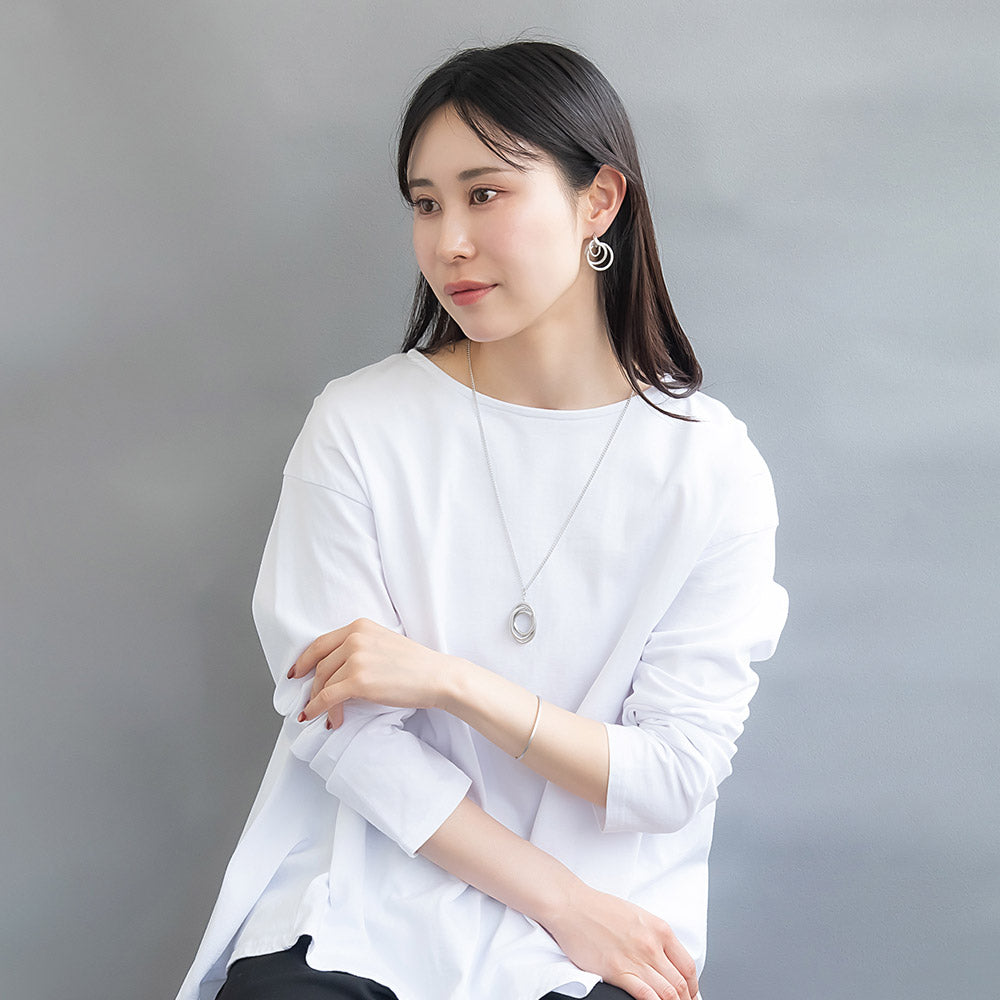 ピアス ニッケルフリー sable silver メタル レイヤード リング クロス テクスチャー スタッドピアス