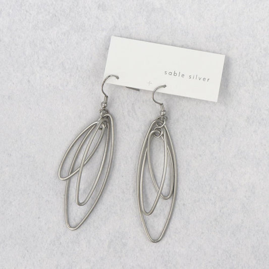 ピアス ニッケルフリー sable silver メタル トリプル アーモンド リング クロス フックピアス