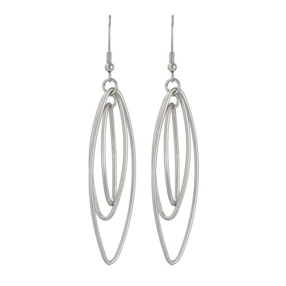 ピアス ニッケルフリー sable silver メタル トリプル アーモンド リング クロス フックピアス