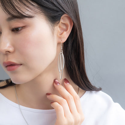 ピアス ニッケルフリー sable silver メタル トリプル アーモンド リング クロス フックピアス