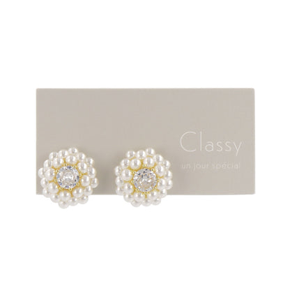 Classy ピアス ニッケルフリー メタル キュービックジルコニア サークル バブル パール スタッドピアス