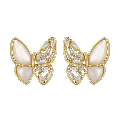 ピアス ニッケルフリー バラフライ シェル パール バックキャッチピアス スタッドピアス