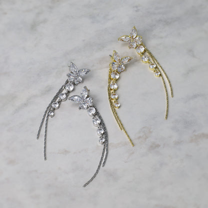 ピアス ニッケルフリー バラフライ キュービックジルコニア バックキャッチピアス スタッドピアス