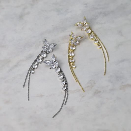 ピアス ニッケルフリー バラフライ キュービックジルコニア バックキャッチピアス スタッドピアス