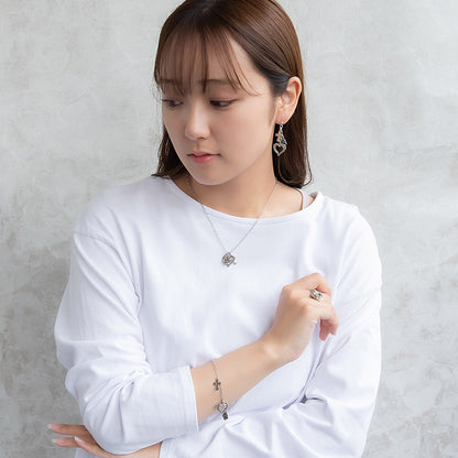 ピアス yura ニッケルフリー メタル ハート クロス バラ オーバルチェーン チタンポスト スタッドピアス