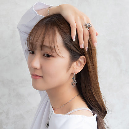 ピアス yura ニッケルフリー メタル ハート クロス バラ オーバルチェーン チタンポスト スタッドピアス